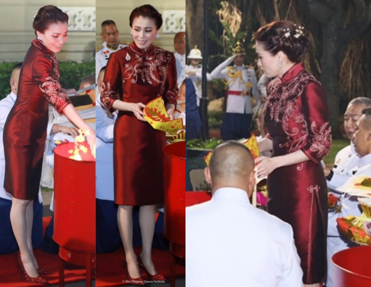 พระสิริโฉมงดงามยิ่ง พระราชินีฉลองพระองค์ค์กี่เพ้าผ้าไหมไทย