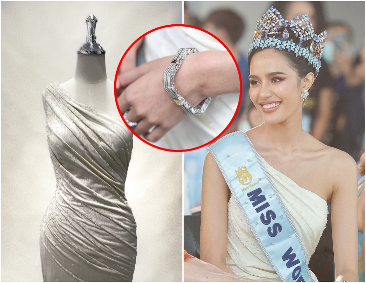 โอปอล กลับไทยพร้อมมง Miss World สง่างามในชุด SIRIVANNAVARI
