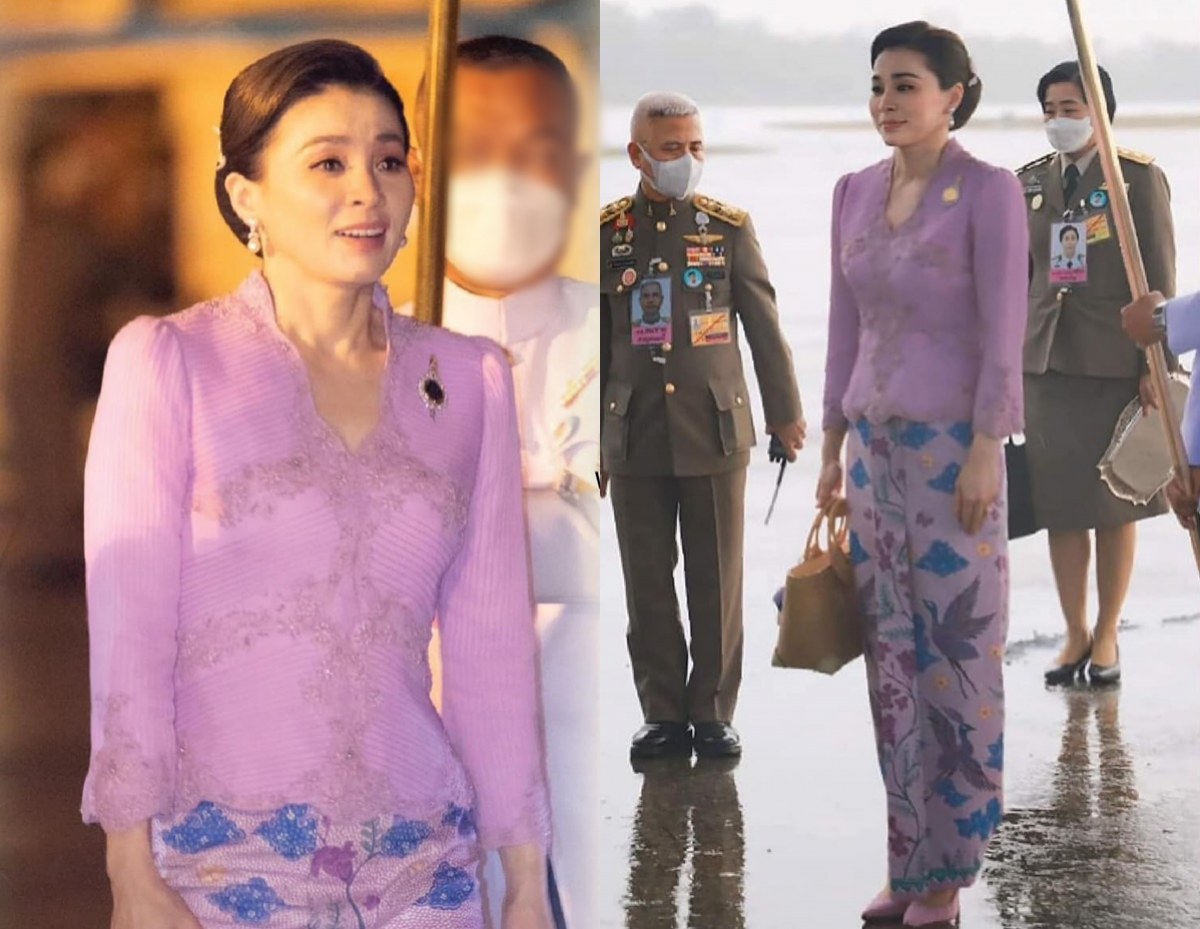 ทรงพระสิริโฉม พระราชินีทรงฉลองพระองค์บานงพระภูษาผ้าปาเต๊ะ