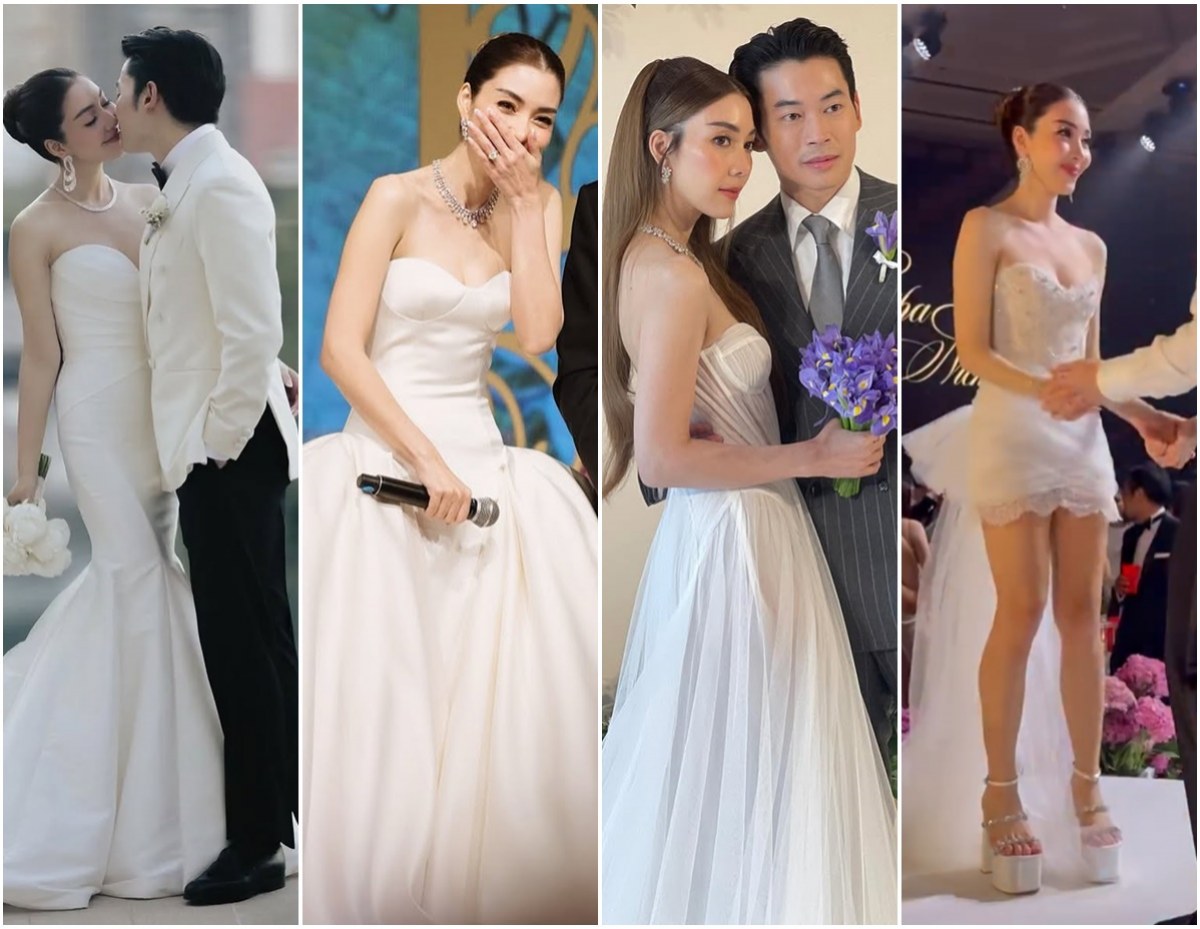 เปิด 4 ชุดแต่งงาน วุ้นเส้น วิริฒิพา สวยหรูจากแบรนด์ดัง