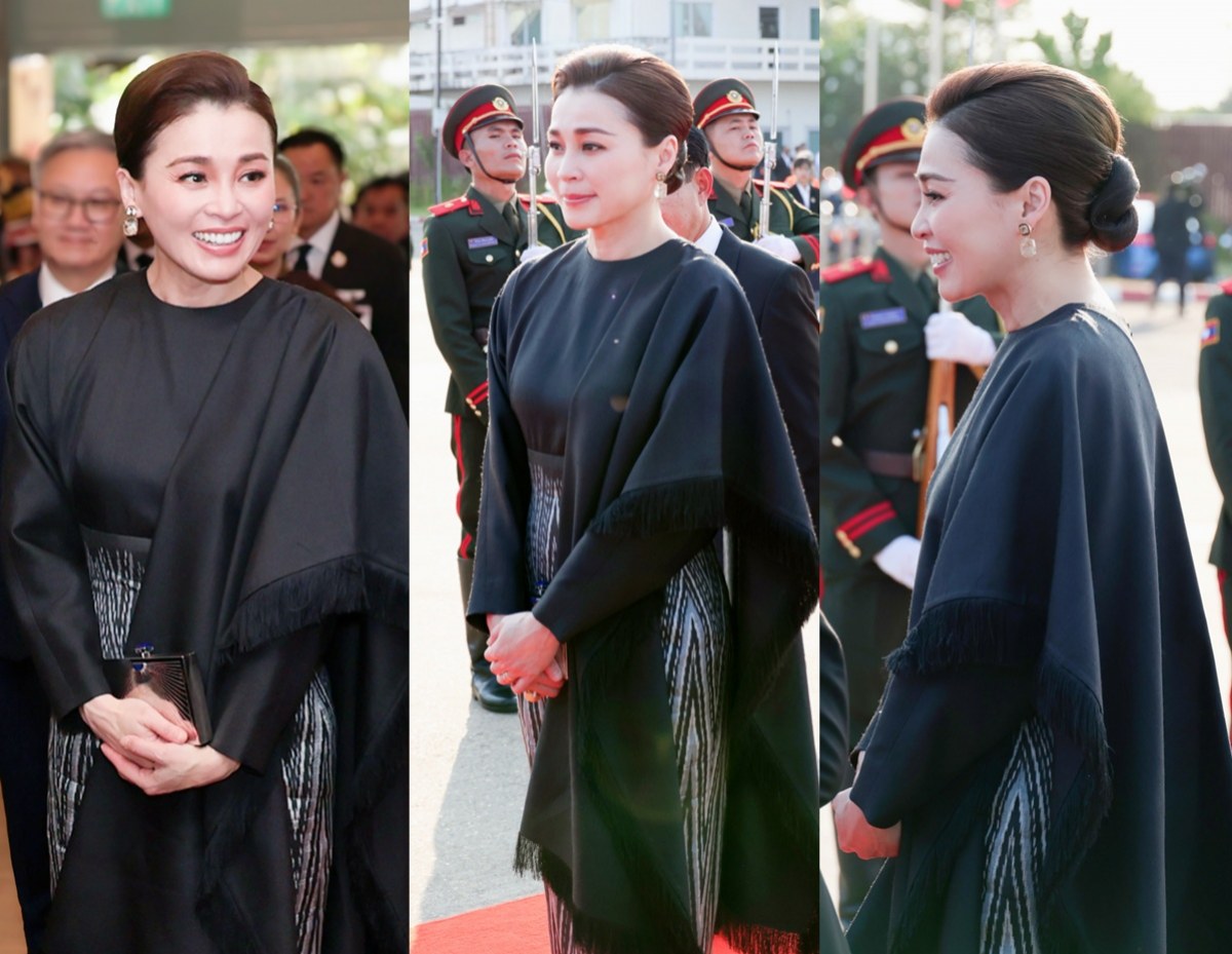 พระราชินี ในฉลองพระองค์ผ้าไหมมัดหมี่ เสด็จเยือนเวียงจันทร์