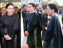 พระราชินี ในฉลองพระองค์ผ้าไหมมัดหมี่ เสด็จเยือนเวียงจันทร์