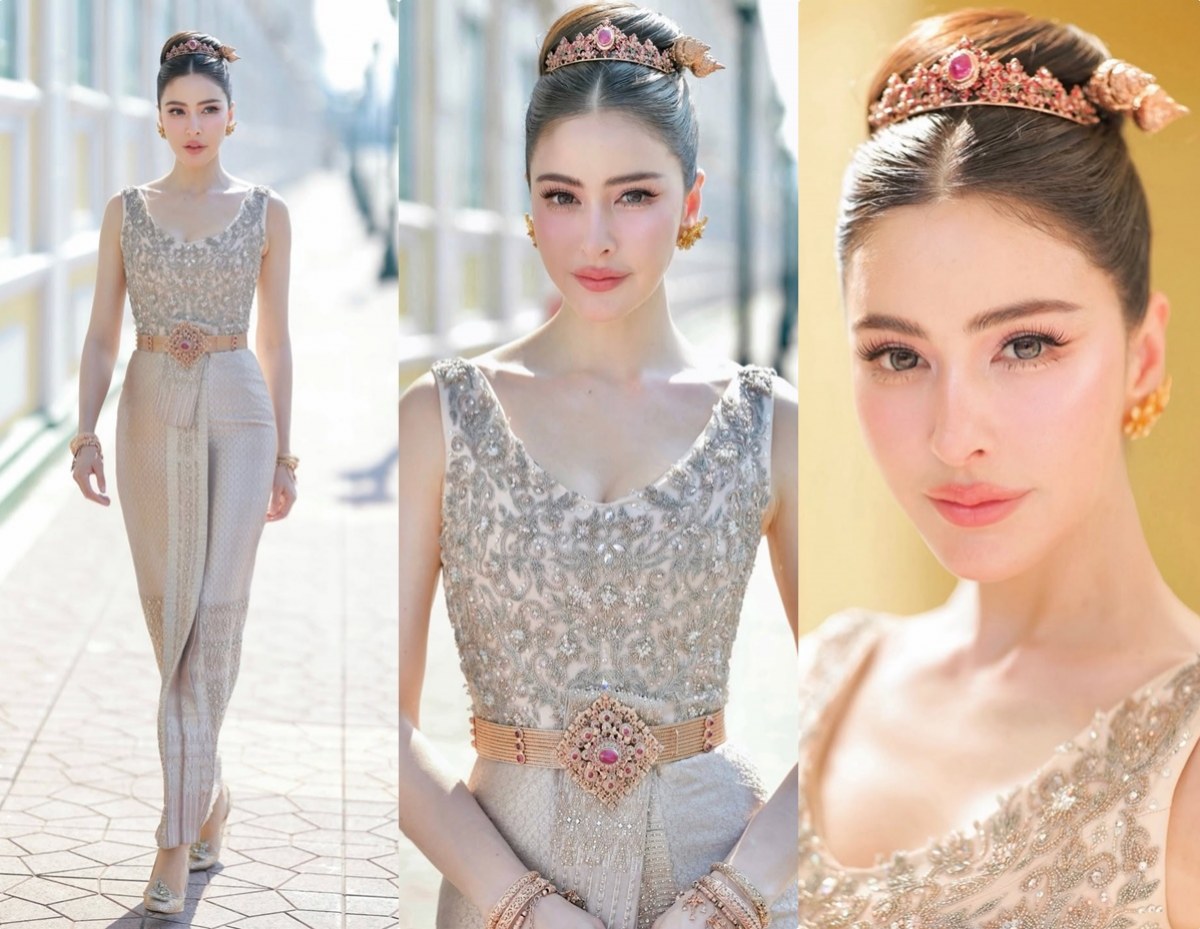 เปิดราคาชุดไทยดุสิต ศรีริต้า ปักคริสตัล วิบวับทั้งตัว