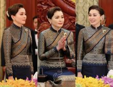 งามวิจิตร! พระราชินี ฉลองพระองค์ไทยอมรินทร์ พาดสไบลาว