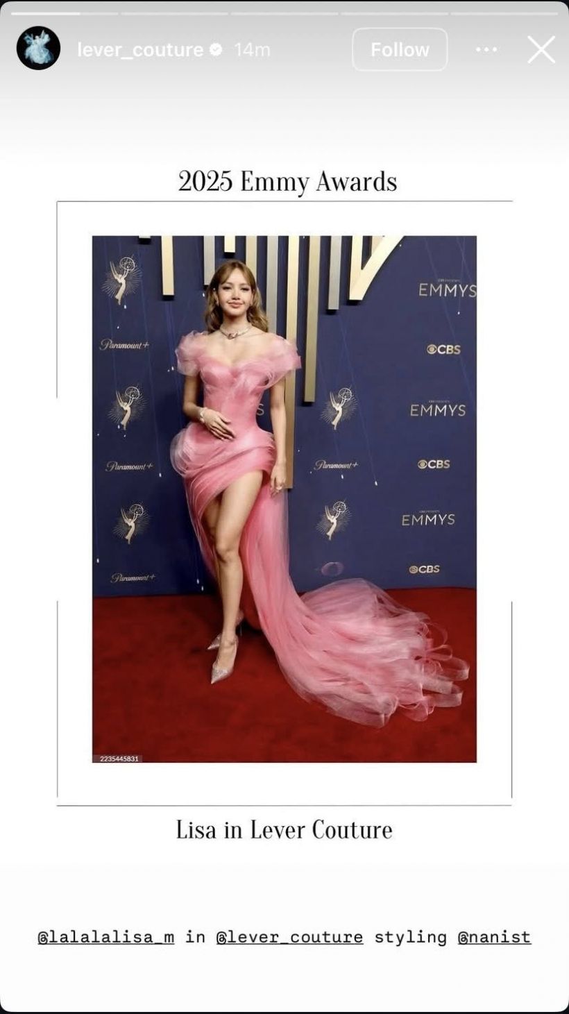 ส่องดีเทลชุด ลิซ่า ปรากฎตัวสุดเฉิดฉายที่งาน Emmy Awards 2025