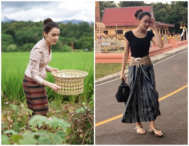 ส่องคอลเลคชั่นผ้าซิ่น เดียร์น่า สาวลูกครึ่งสไตล์ไทย หยิบใส่ทุกครั้งเมื่อเข้าวัด 